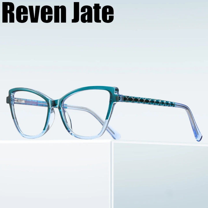 Reven Jate Women's Full Rim Square Cat Eye TR 90 Eyeglasses J2130 Full Rim Reven Jate   