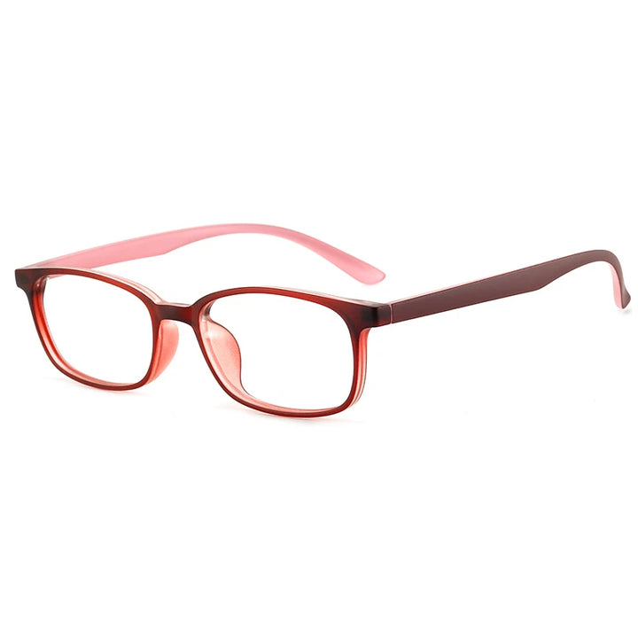 Bclear Unisex Full Rim Square Small Tr 90 Titanium Eyeglasses 1056 Full Rim Bclear Pink red  