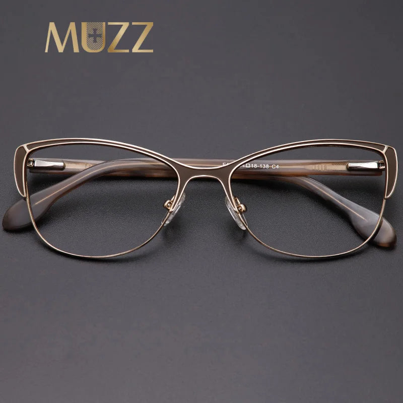 Muzz Women's Full Rim Square Cat Eye Alloy Acetate Eyeglasses 360122
