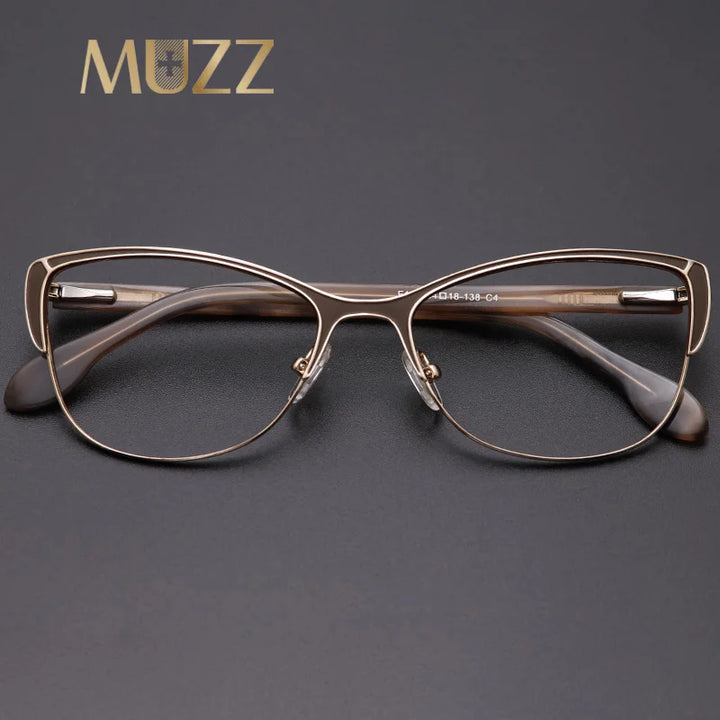 Muzz Women's Full Rim Square Cat Eye Alloy Acetate Eyeglasses 360122