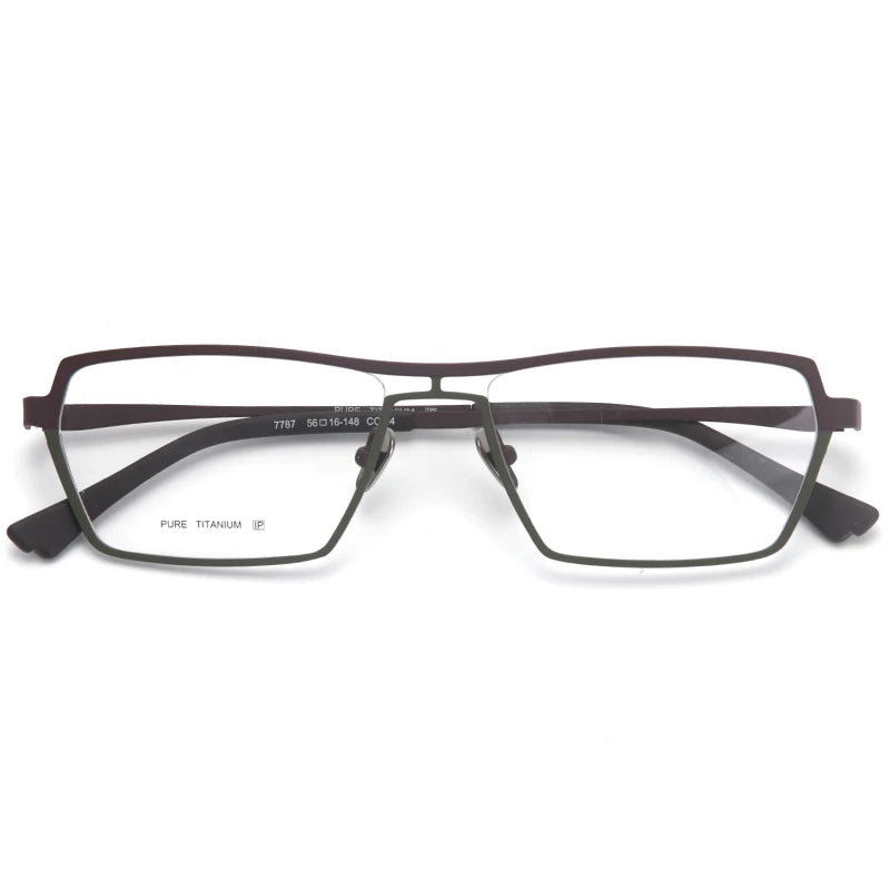 Muzz Unisex Full Rim Polygon Square Brow Line Titanium Eyeglasses 37787