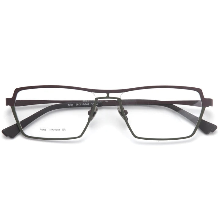 Muzz Unisex Full Rim Polygon Square Brow Line Titanium Eyeglasses 37787