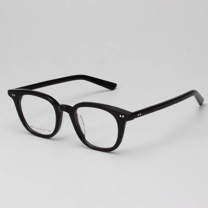 KatKani Unisex Full Rim Square Round Acetate Eyeglasses H011 Full Rim KatKani Eyeglasses Black  