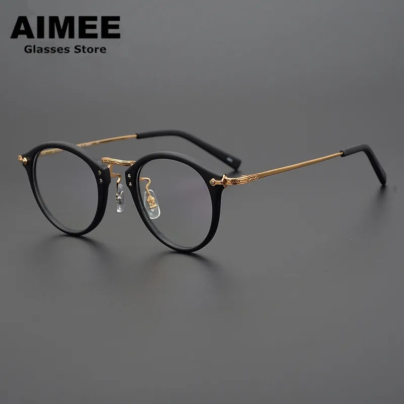 Aimee Unisex Full Rim Round Titanium Acetate Eyeglasses 20805 Full Rim Aimee   