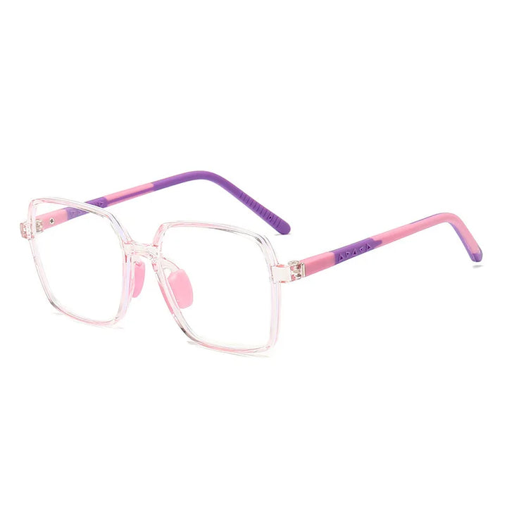 CCspace Unisex Children's Full Rim Square Tr 90 Titanium Eyeglasses 57511 Full Rim CCSpace PinkPurple  