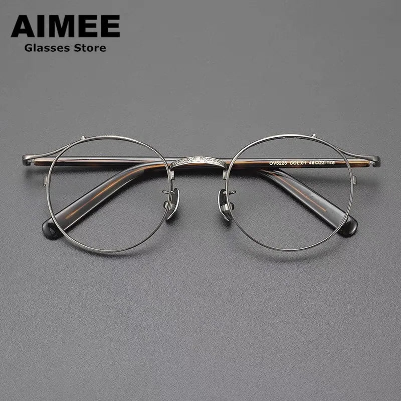 Aimee Unisex Full Rim Round Titanium Eyeglasses 14044 Full Rim Aimee   