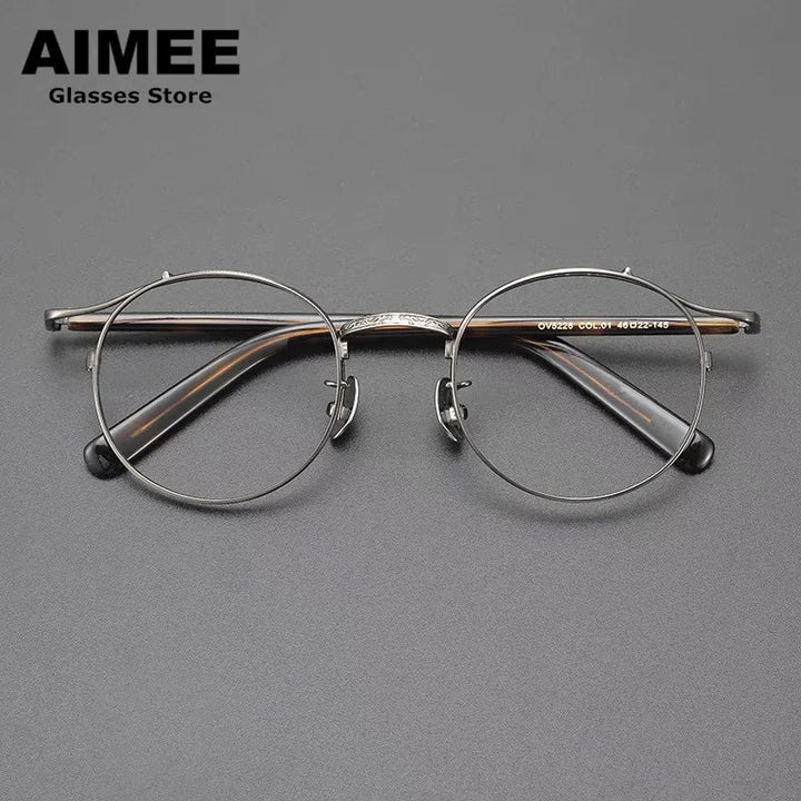 Aimee Unisex Full Rim Round Titanium Eyeglasses 14044 Full Rim Aimee   