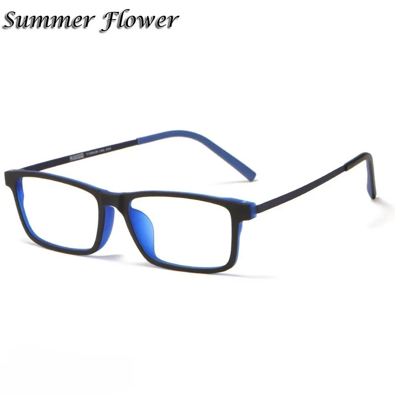 Summer Flower Unisex Full Rim Square Tr 90 Titanium Eyeglasses 618836