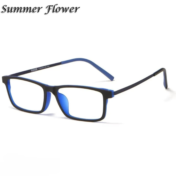 Summer Flower Unisex Full Rim Square Tr 90 Titanium Eyeglasses 618836