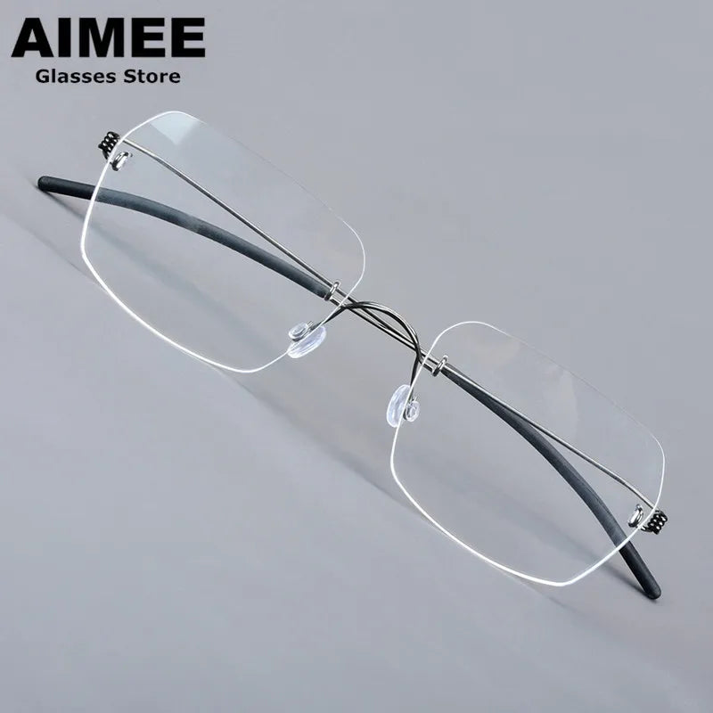 Aimee Women's Rimless Polygon Square Titanium Eyeglasses 25394
