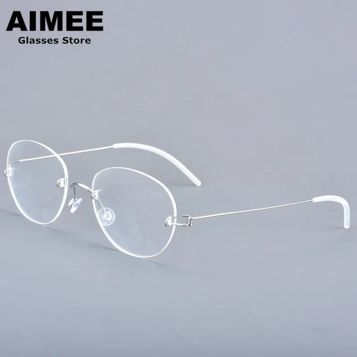 Aimee Women's Rimless Small Oval Screwless Titanium Eyeglasses 22421