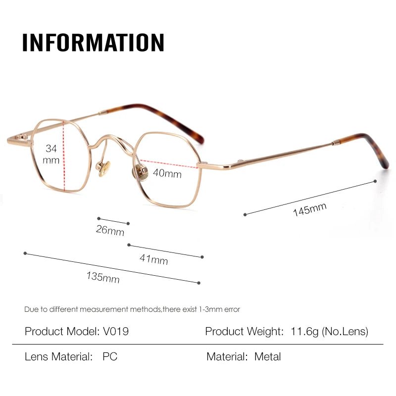 Muzz Women's Full Rim Square Polygon Alloy Acetate Eyeglasses 816194