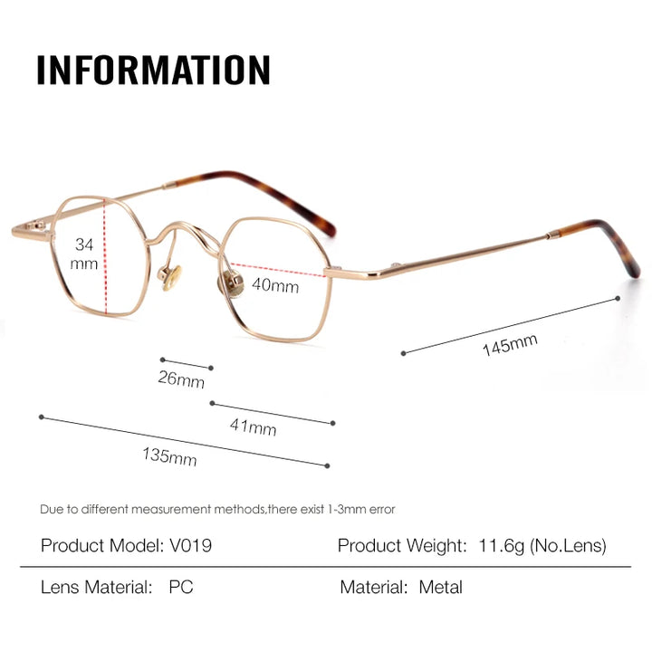 Muzz Women's Full Rim Square Polygon Alloy Acetate Eyeglasses 816194