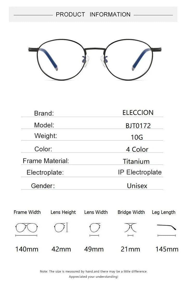 Eleccion Men's Full Rim Round Titanium Eyeglasses 42172