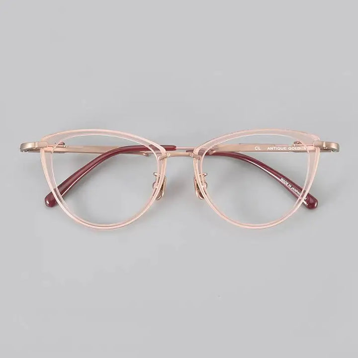 Hewei Unisex Full Rim Oval Cat Eye Acetate Alloy Eyeglasses 13252 Full Rim Hewei pink red  