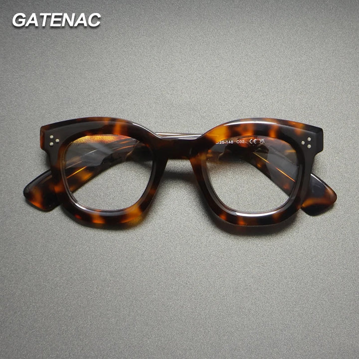 Gatenac Unisex Full Rim Square Cat Eye Thick Acetate Eyeglasses Gx1535 Full Rim Gatenac