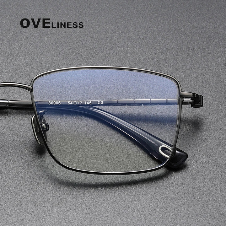 Oveliness Men's Full Rim Square Titanium Eyeglasses 80906 Full Rim Oveliness   