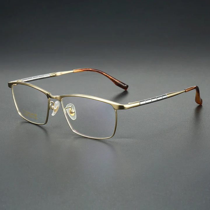 Muzz Men's Full Rim Square Titanium Eyeglasses 76121 Full Rim Muzz Gold