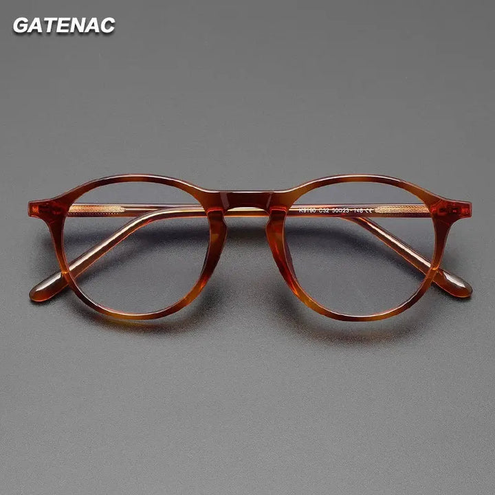 Gatenac Unisex Full Rim Round Tr 90 Titanium Eyeglasses 759190 FuzWeb