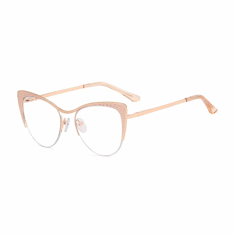 Ralferty Women's Full Rim Square Cat Eye Alloy Eyeglasses R811102 Full Rim Ralferty C3 Beige CHINA 