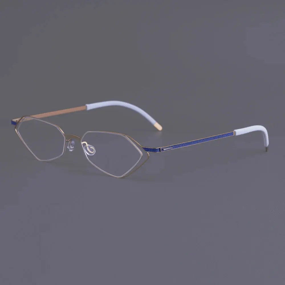 Bobbie 339451 Unisex Screwless Full Rim Polygon Oval Titanium Frames FuzWeb