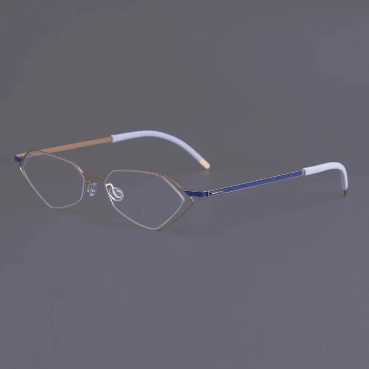 Bobbie 339451 Unisex Screwless Full Rim Polygon Oval Titanium Frames FuzWeb