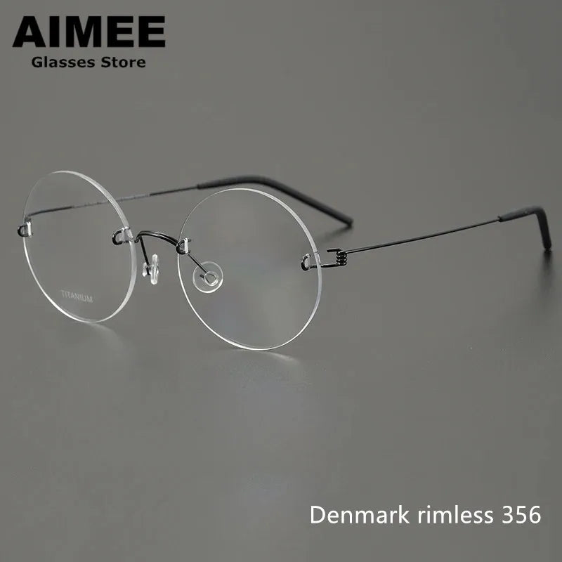 Aimee Unisex Rimless Round Screwless Titanium Eyeglasses 1356 Rimless Aimee   