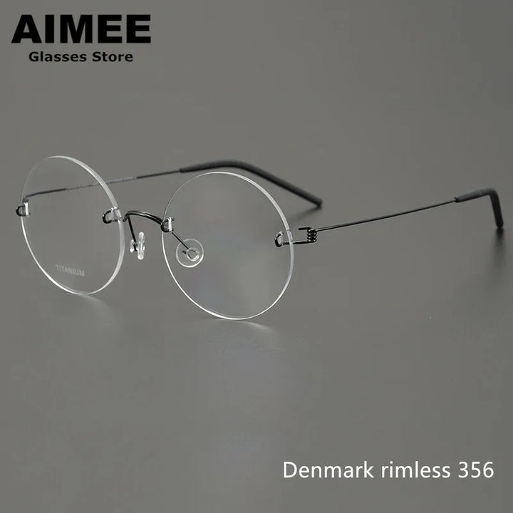 Aimee Unisex Rimless Round Screwless Titanium Eyeglasses 1356 Rimless Aimee   