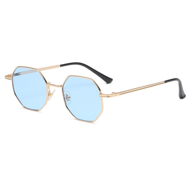 Zirosat Unisex Full Rim Polygon Alloy Uv400 Sunglasses Db59 Sunglasses Zirosat light blue  
