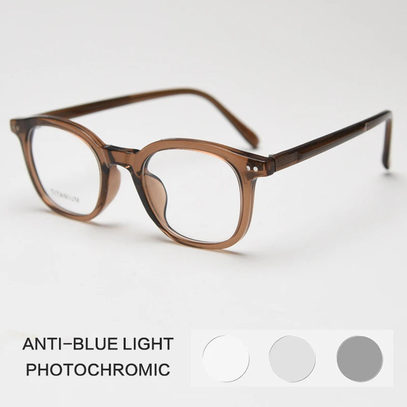 Gatenac Unisex Full Rim Square Tr 90 Titanium Photochromic Reading Glasses 98598