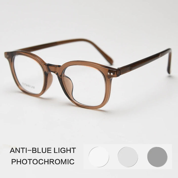 Gatenac Unisex Full Rim Square Tr 90 Titanium Photochromic Reading Glasses 98598