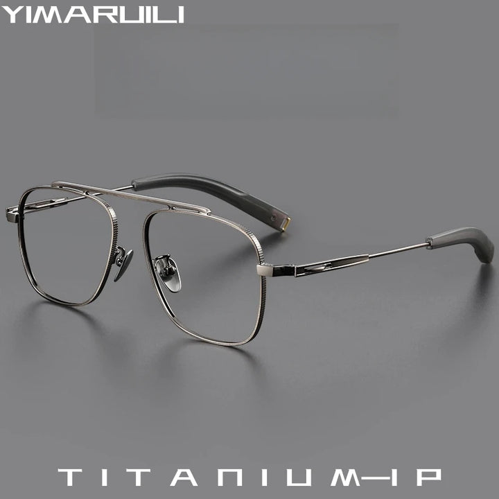 Yimaruili Unisex Full Rim Square Double Bridge Titanium Eyeglasses Y1105 Full Rim Yimaruili Eyeglasses   