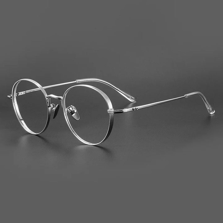 Yimaruili Unisex Full Rim Round Titanium Eyeglasses 30001