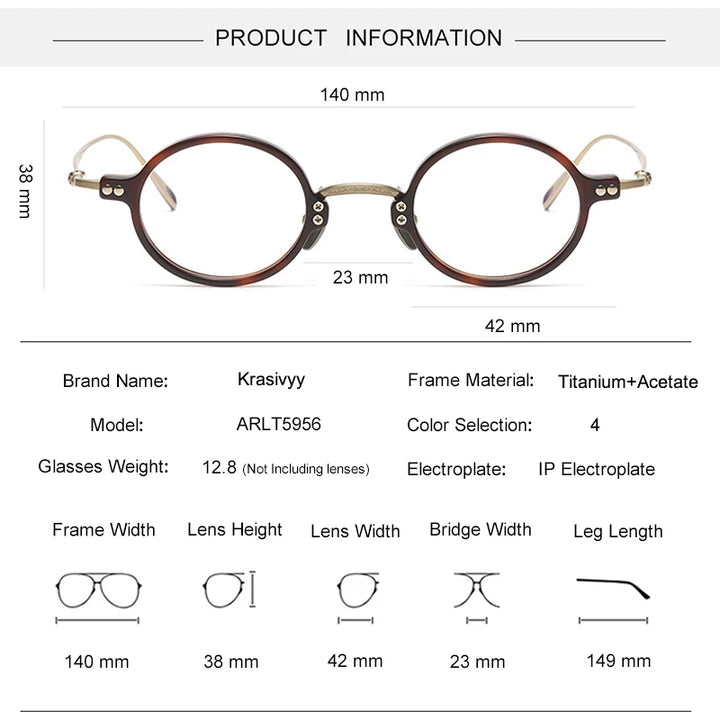 Krasivyy Unisex Full Rim Round Titanium Acetate Eyeglasses 45956