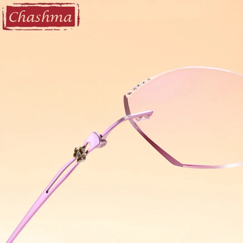 Chashma Ottica Women's Rimless Oval Square Titanium Eyeglasses 3028 Rimless Chashma Ottica   