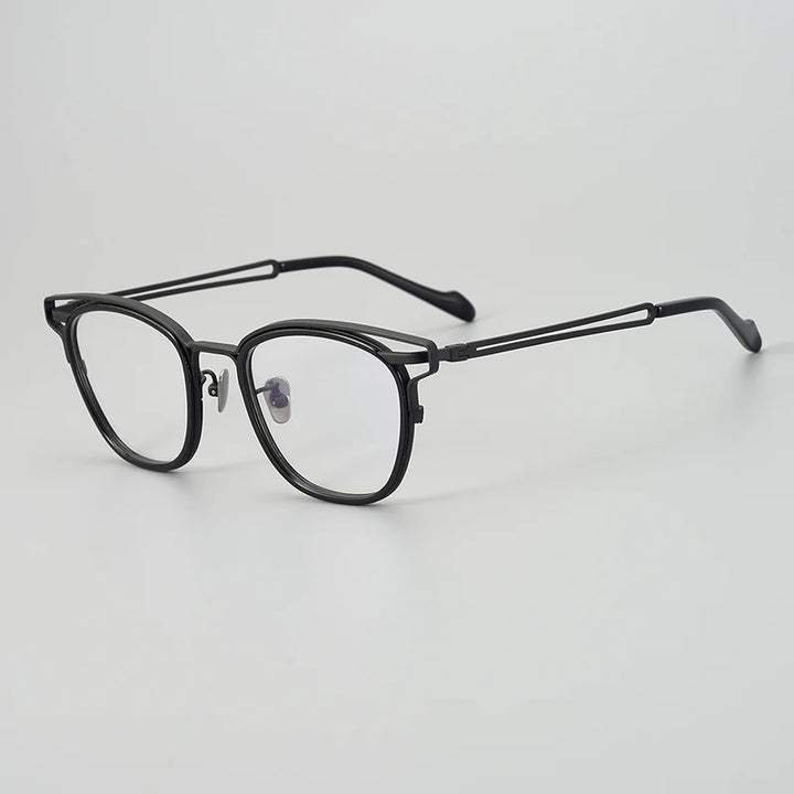 Aimee Unisex Full Rim Square Titanium Acetate Eyeglasses 190060 Full Rim Aimee Black  