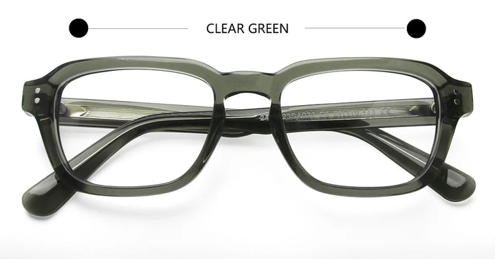 Esnbie Unisex Full Rim Square Rectangle Acetate Eyeglasses 23031 Full Rim Esnbie clear green  