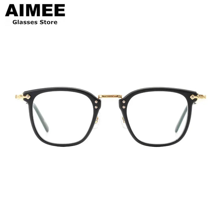 Aimee Men's Full Rim Square Titanium Acetate Eyeglasses 20806 Full Rim Aimee   