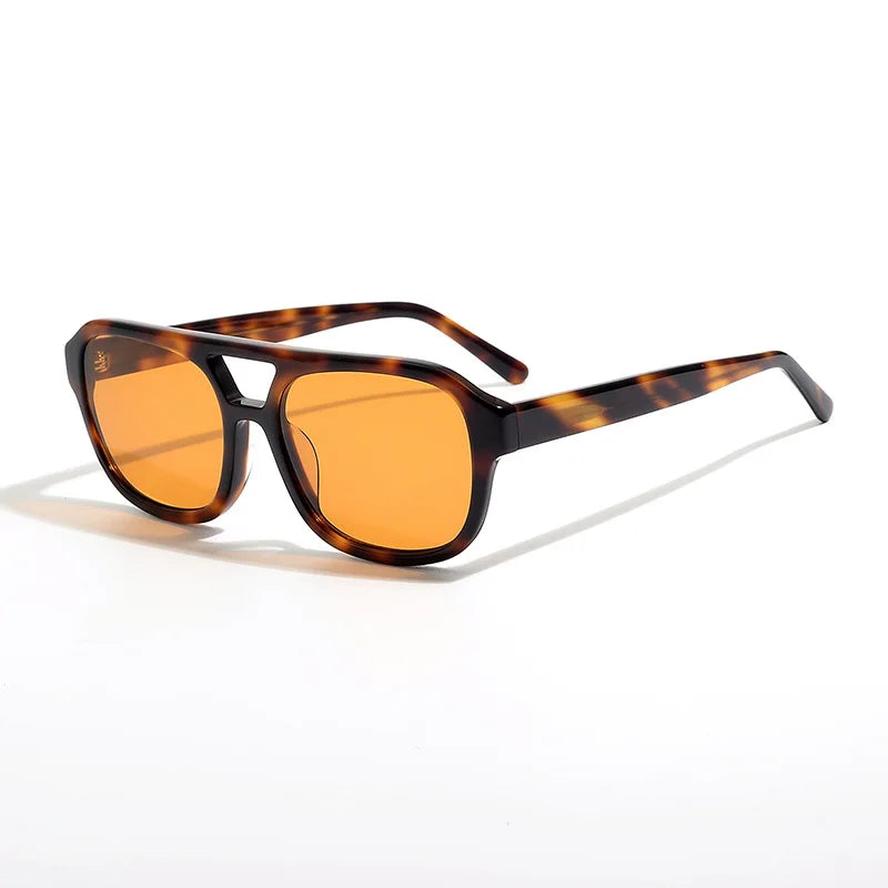 Black Mask Men's Full Rim Square Double Bridge Acetate Sunglasses 629008