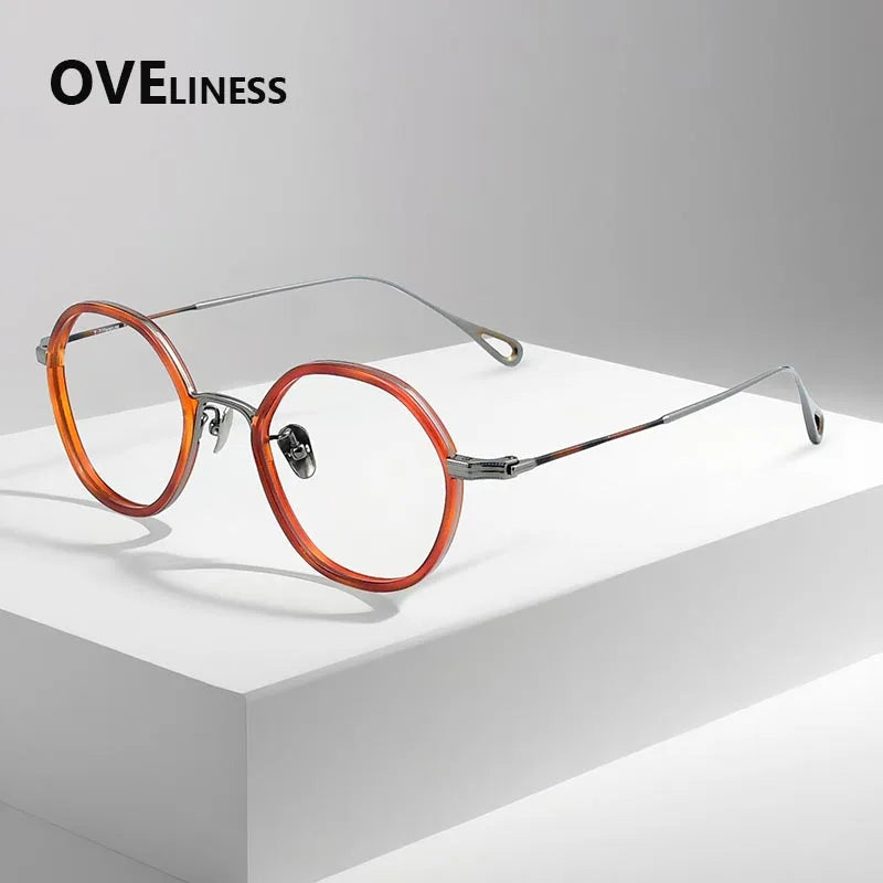 Oveliness Women's Full Rim Polygon Acetate Titanium Eyeglasses 922142