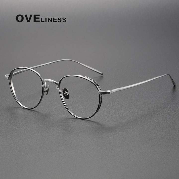 Oveliness Unisex Full Rim Round Titanium Eyeglasses M3096 Full Rim Oveliness black silver  