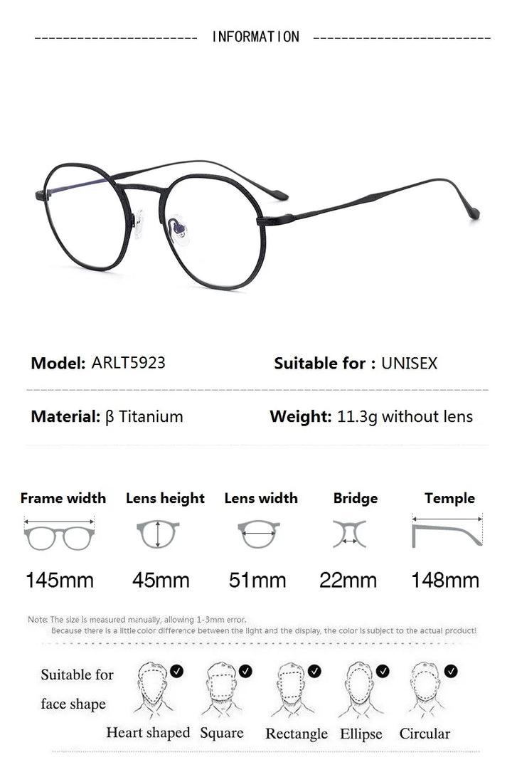 Aimee Unisex Full Rim Irregular Round Titanium Eyeglasses 5923 Full Rim Aimee   