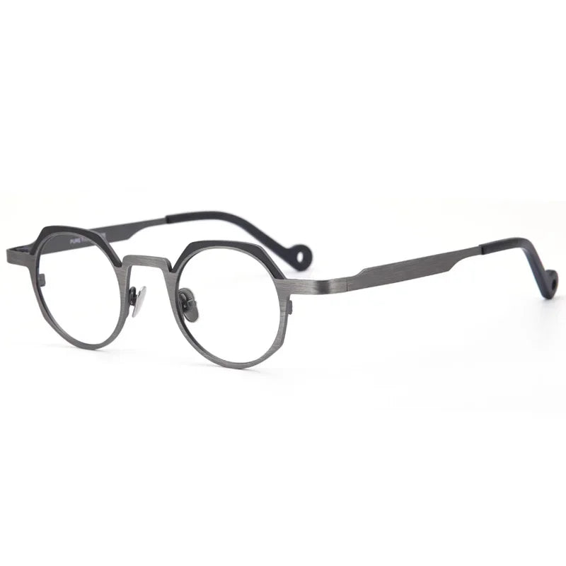 Aror Unisex Full Rim Flat Top Round Titanium Eyeglasses 47759