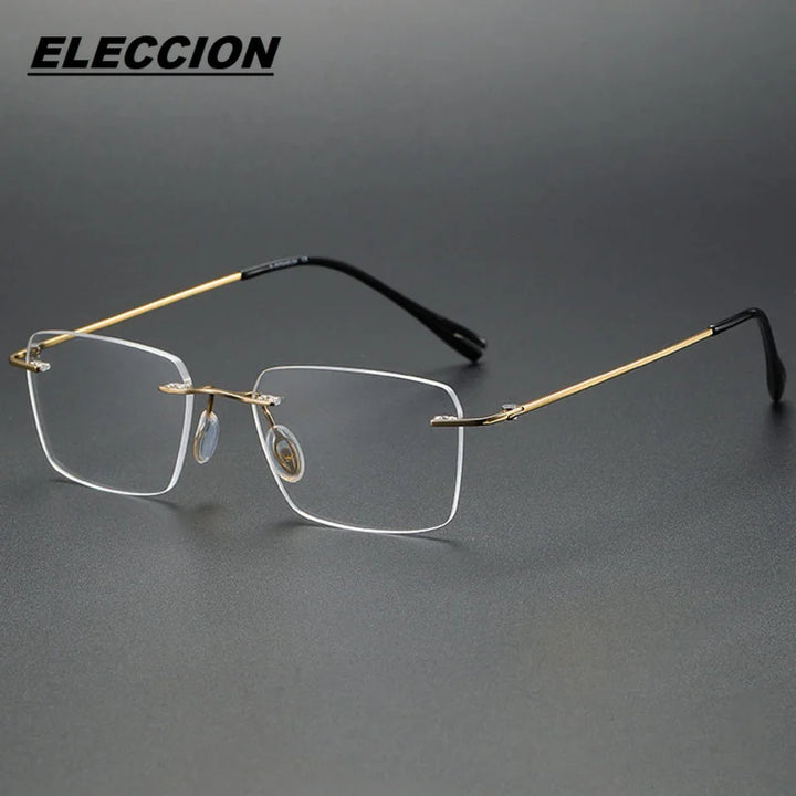 Eleccion Women's Rimless Square Titanium Eyeglasses 80965