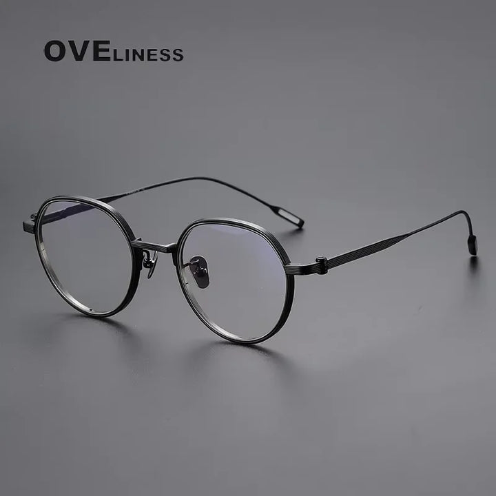 Oveliness Unisex Full Rim Flat Top Oval Titanium Eyeglasses 2261 Full Rim Oveliness   