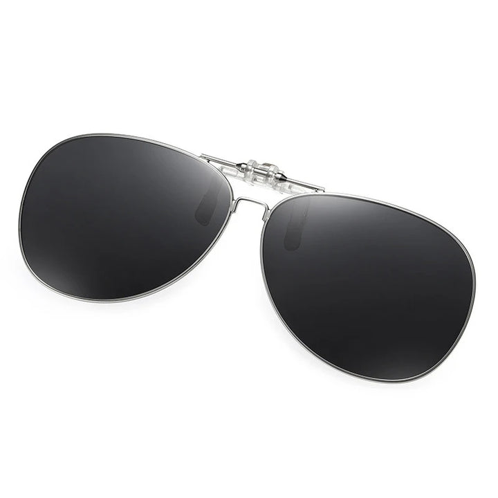 Vicky Unisex Full Rim Round Alloy Polarized Clip On Sunglasses V004 Clip On Sunglasses Vicky dark gray  