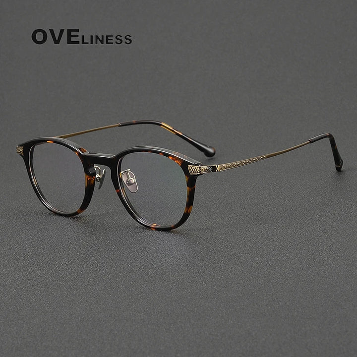 Oveliness Women's Full Rim Oval Round Acetate Titanium Eyeglasses 64401