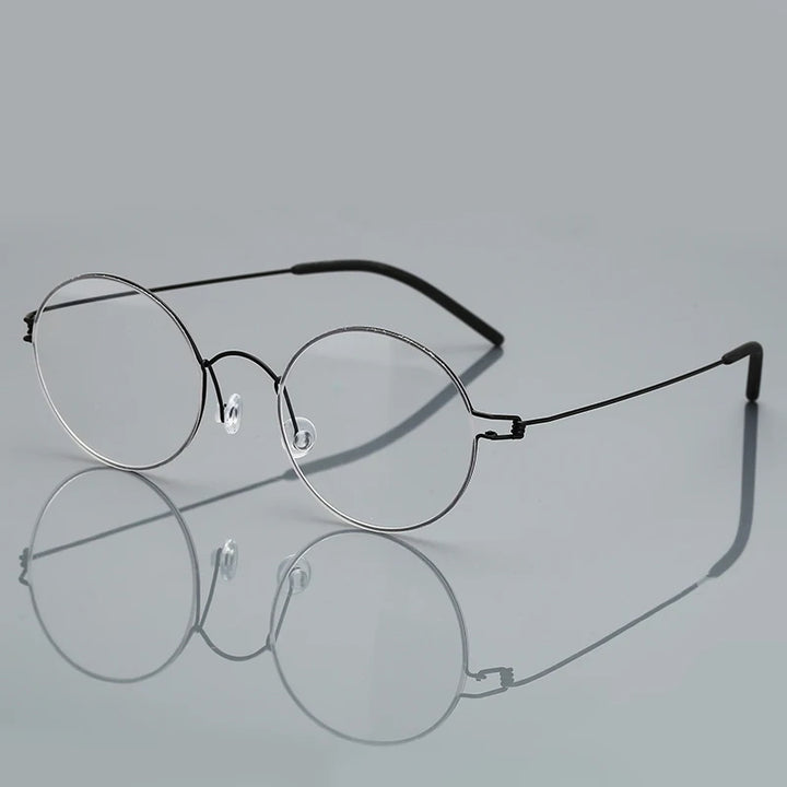 Black Mask Women's Full Rim Round Screwless Titanium Eyeglasses 76602