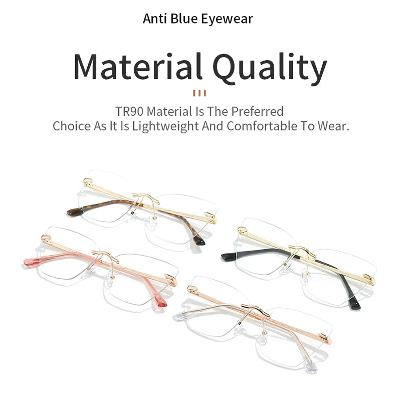 KatKani Women's Rimless Cat Eye Alloy Eyeglasses 23001 Rimless KatKani Eyeglasses   