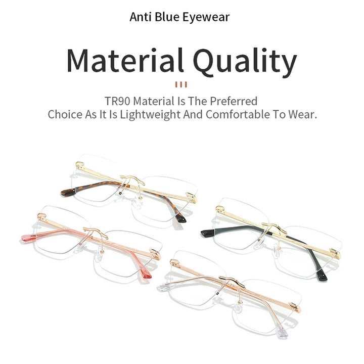 KatKani Women's Rimless Cat Eye Alloy Eyeglasses 23001 Rimless KatKani Eyeglasses   